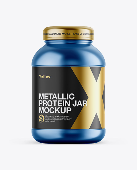 Metallic Protein Jar Mockup - Front View