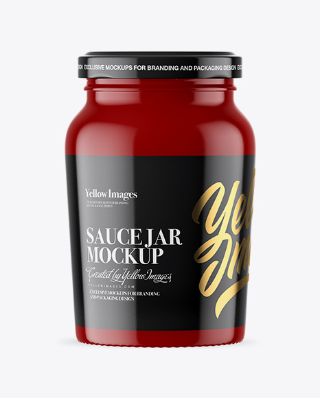 Glossy Sauce Jar Mockup - Front View