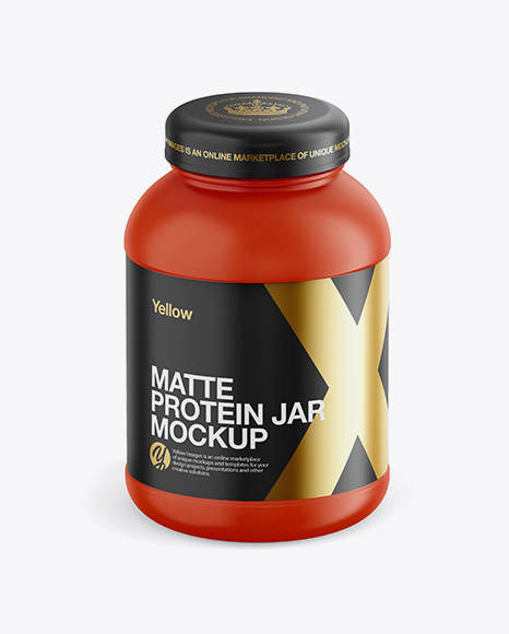 Matte Plastic Protein Jar Mockup - Front View (High-Angle Shot)