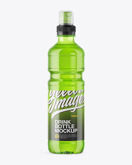 Green Plastic Bottle with Sport Cap Mockup