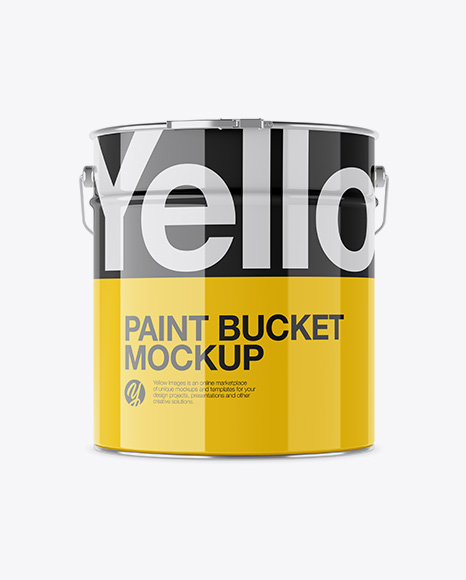 Glossy Paint Bucket Mockup - Front View