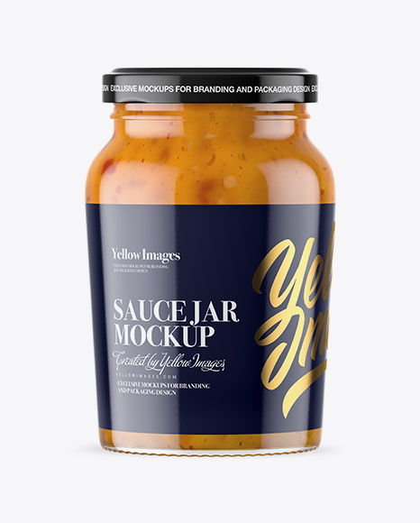 Clear Glass Jar with Sweet & Sour Sauce Mockup