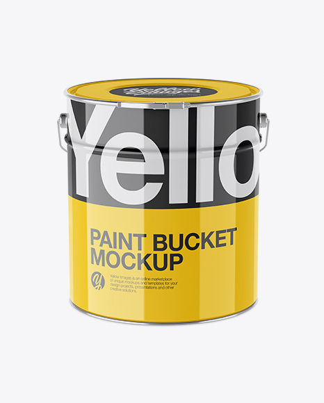 Glossy Paint Bucket Mockup - High-Angle Shot