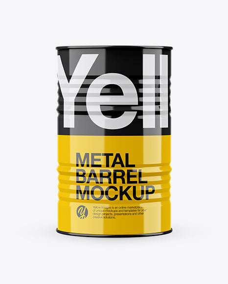 Glossy Metal Barrel Mockup