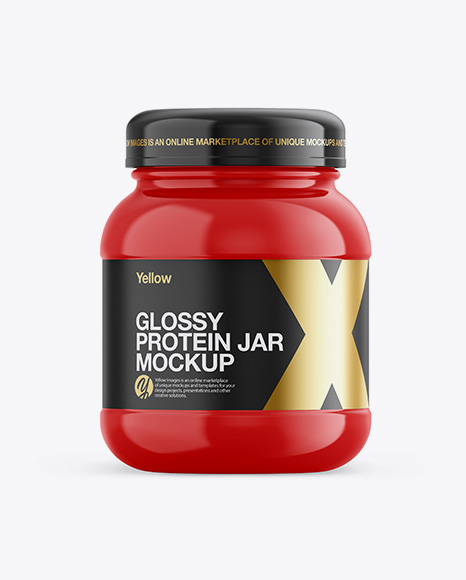 Glossy Plastic Protein Jar Mockup - Front View