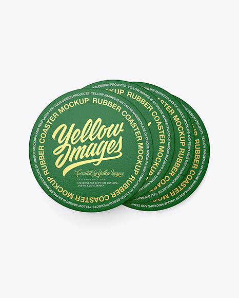 Rubber Beverage Coasters Mockup - Top View