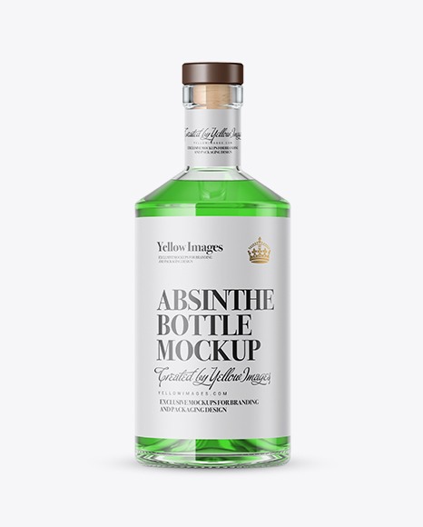 Clear Glass Bottle with Alcohol Drink Mockup