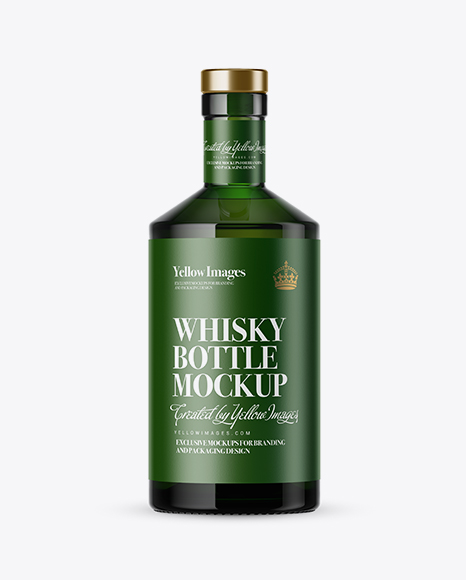 Green Glass Whisky Bottle Mockup