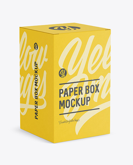 Paper Box Mockup - Half Side View (high-angle shot)