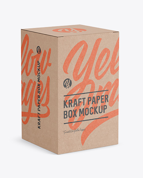 Kraft Paper Box Mockup - Half Side View (high-angle shot)