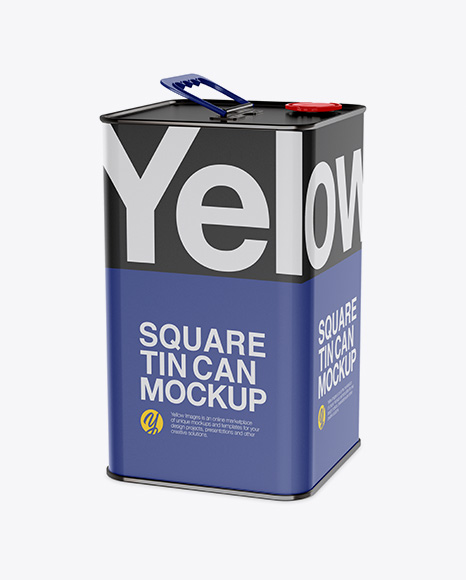 Matte Square Tin Can Mockup - Half Side View
