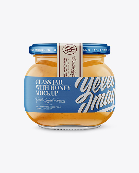 Glass Jar with Honey Mockup - Front View