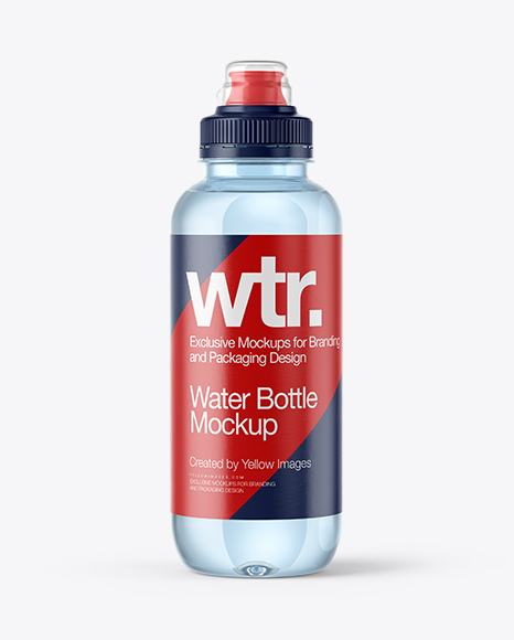 Blue Water Bottle with Sport Cap Mockup
