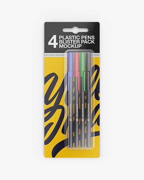 Blister Pack of 4 Pens Mockup
