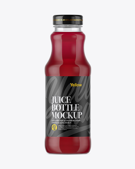 Clear Glass Bottle With Cherry Juice Mockup