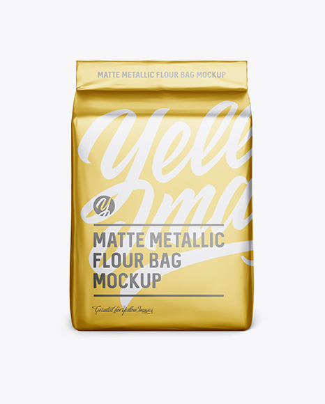 Matte Metallic Flour Bag Mockup - Front View (Eye-Level Shot)