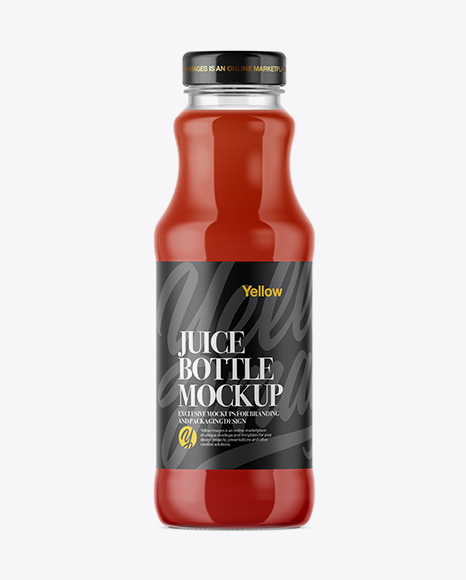 Clear Glass Bottle With Tomato Juice Mockup