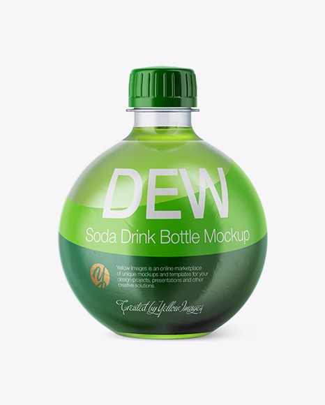 13.5Oz PET Bottle with Dew Drink Mockup