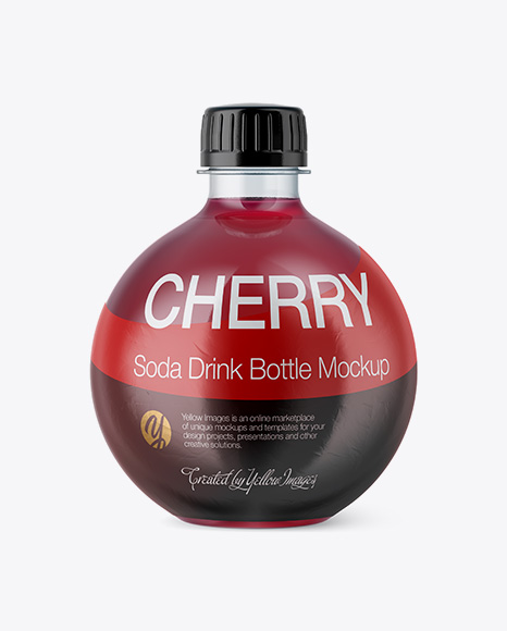 13.5Oz PET Bottle with Cherry Drink Mockup