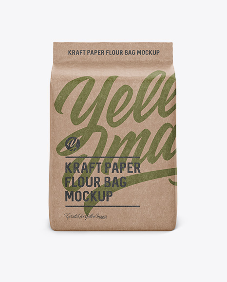 Kraft Paper Flour Bag Mockup - Halfside View (Eye-Level Shot)