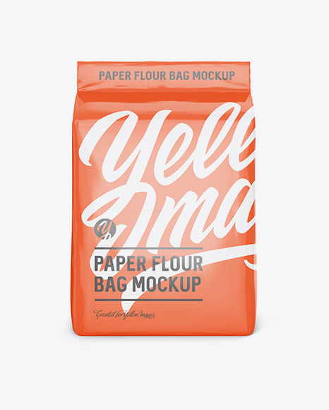 Glossy Paper Flour Bag Mockup - Front View (Eye-Level Shot)