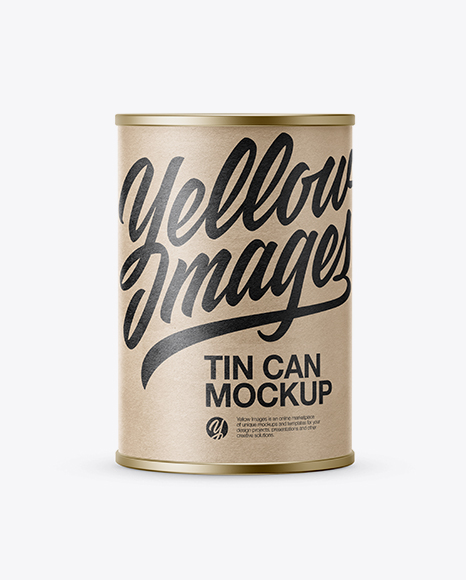 Tin Can With Kraft Paper Label Mockup