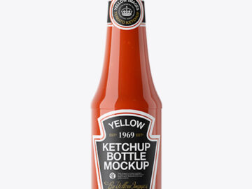 Clear Glass Tomato Ketchup Bottle Mockup
