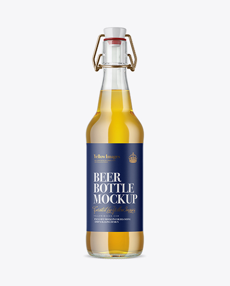 Clear Glass Beugel Beer Bottle Mockup