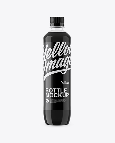 500ml Clear PET Bottle W/ Black Water Mockup