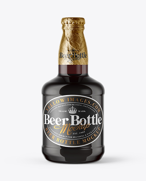 330ml Amber Glass Red Ale Bottle with Foil Mockup