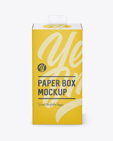 Paper Box with Hang Tab Mockup - Front View (high-angle shot)