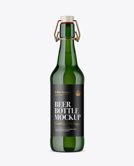 Green Glass Beugel Bottle Mockup