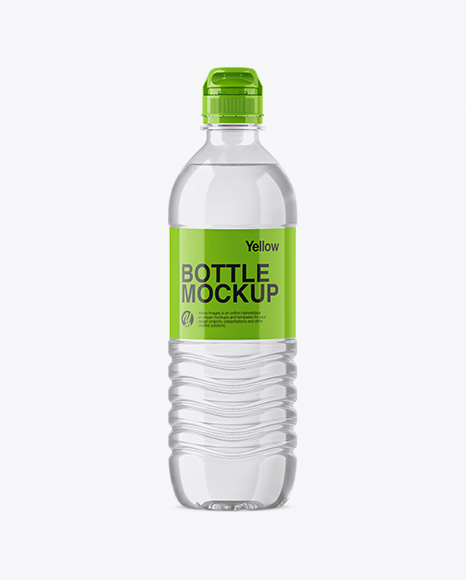Clear PET Water Bottle W/ Sport Cap Mockup