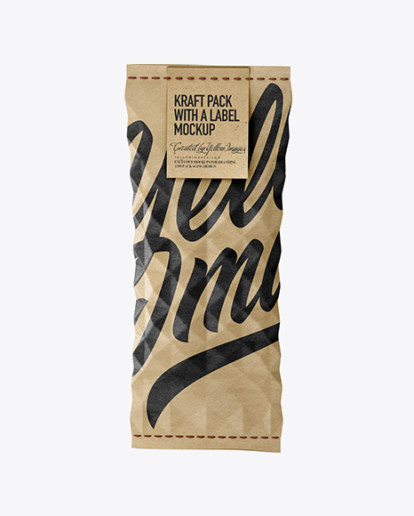 Kraft Package With a Label Mockup - Front View