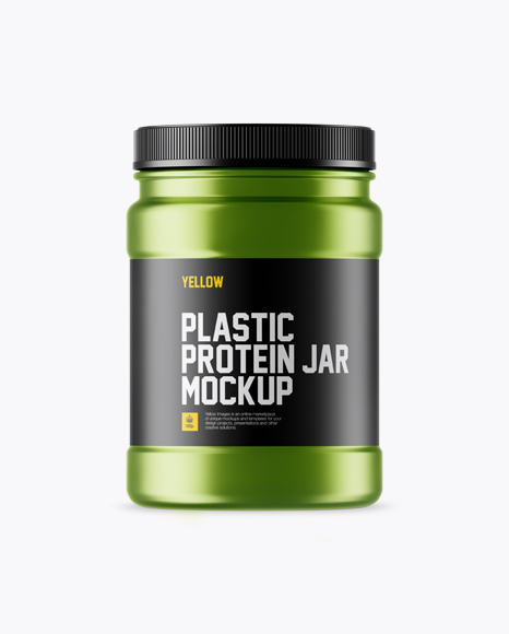 Matte Metallic Protein Jar With Paper Label Mockup