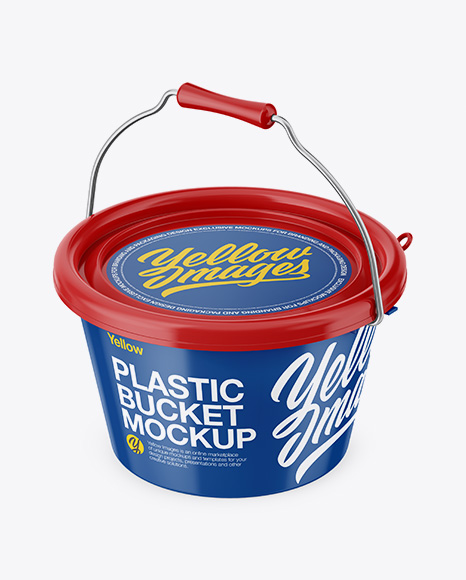 Plastic Bucket Mockup - Half Side (High Angle Shot)