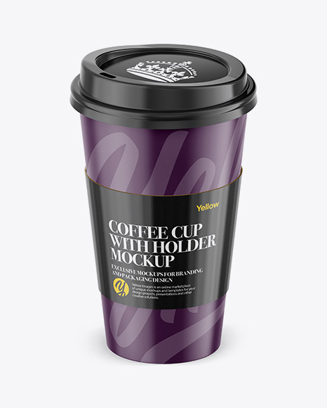 Coffee Cup With Sleeve Mockup - Front View (High-Angle Shot)