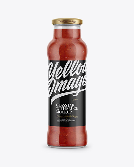 700g Glass Jar with Red Sauce Mockup