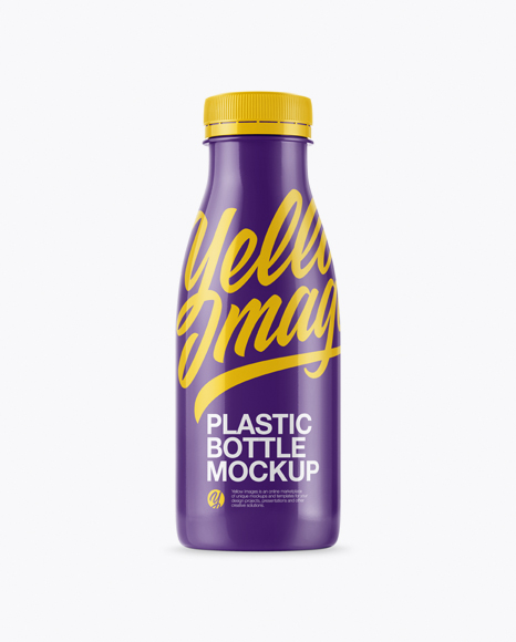 Glossy Plastic Dairy Bottle Mockup