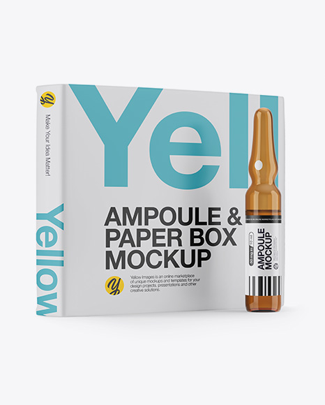 Amber Glass Ampoule & Box Mockup
