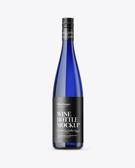 Blue Glass Wine Bottle Mockup