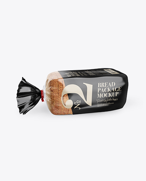 Glossy Transparent Bread Package With Clip Mockup - Half Side View (High-Angle Shot)