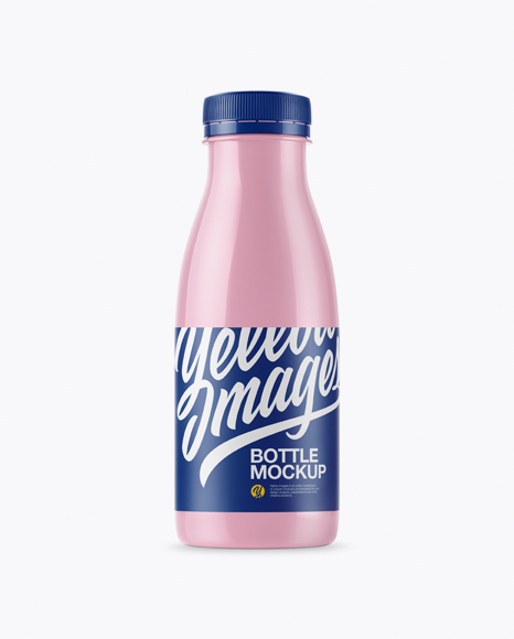 Plastic Dairy Bottle With Paper Label Mockup