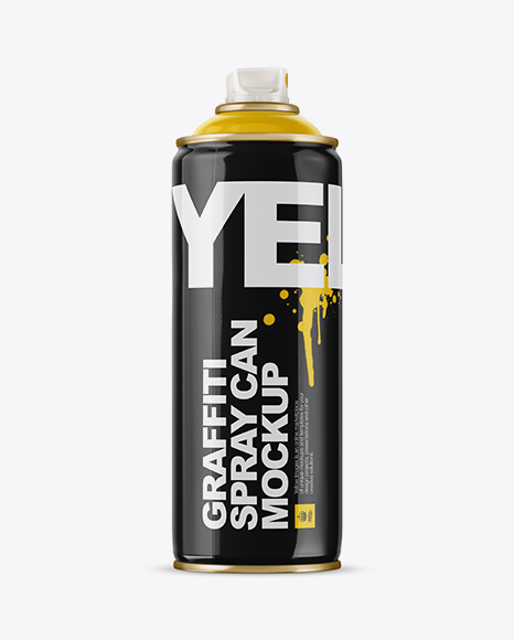 Glossy Spray Can Without Cap Mockup - Side View