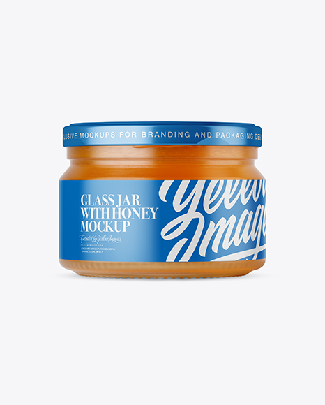 250ml Clear Glass Jar with Honey Mockup - Front View