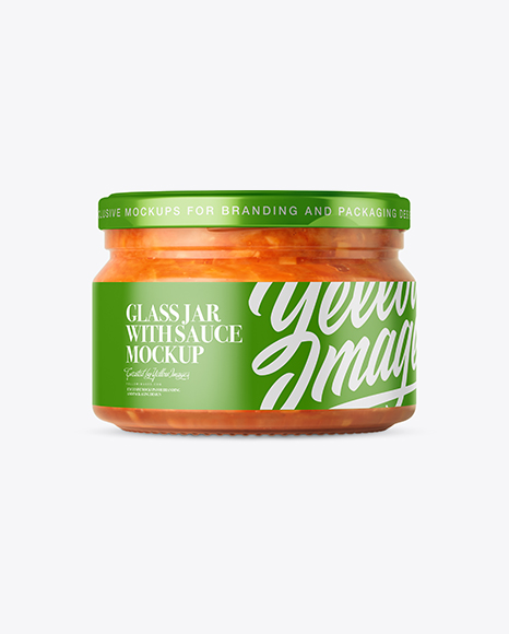 250ml Clear Glass Jar with Sauce Mockup - Front View