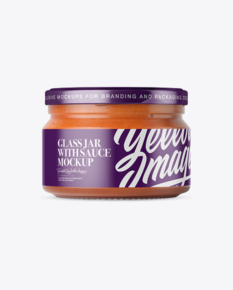 250ml Clear Glass Jar with Sauce Mockup - Front View