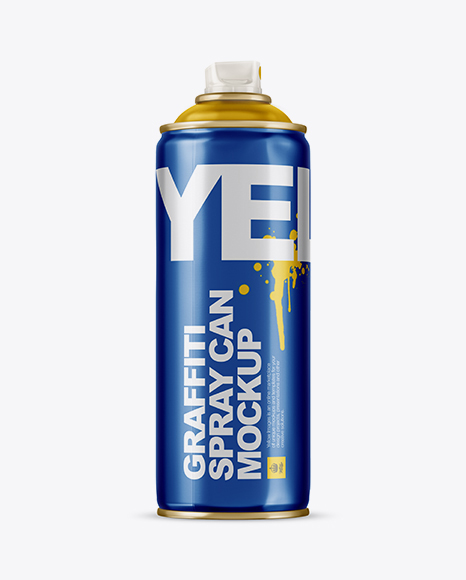 Metallic Spray Can Without Cap Mockup - Side View