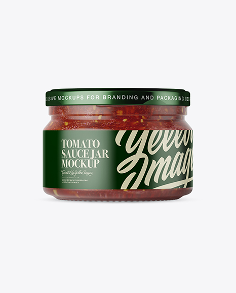 250ml Clear Glass Jar with Tomato Sauce Mockup - Front View