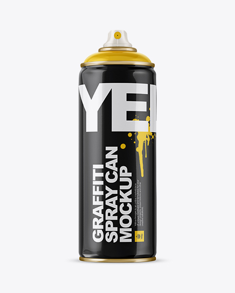 Glossy Spray Can Without Cap Mockup - Front View